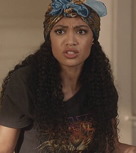 Olivia's black Tiger graphic tee on All American