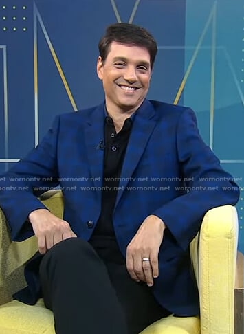 Ralph Macchio's blue plaid blazer on Good Morning America