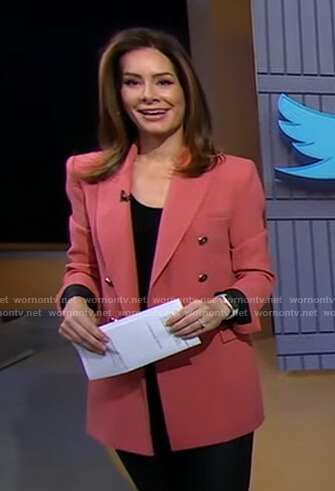 Rebecca's pink double breasted blazer on Good Morning America