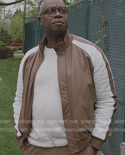 Ri'Chard Lane's two-tone leather jacket on The Good Fight