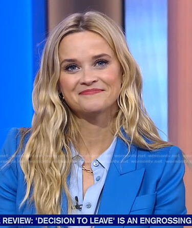 Reese Witherspoon's blue blazer and pants on Good Morning America