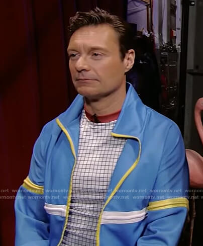 Ryan's blue stripe jacket on Live with Kelly and Ryan