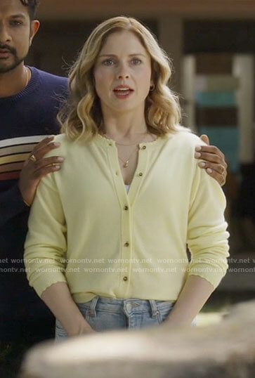 Sam's yellow cardigan on Ghosts