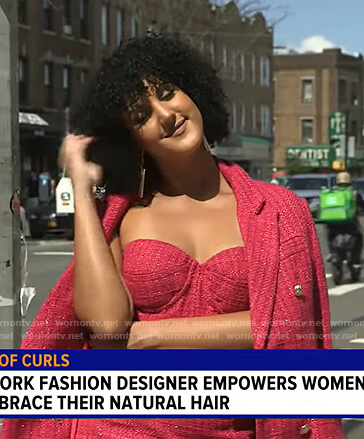 Sherly Tavarez's pink tweed dress and blazer on Good Morning America