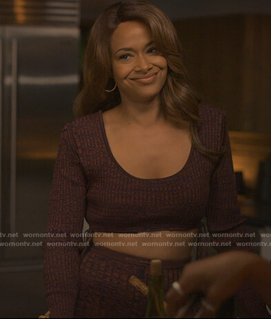 Shanelle's red ribbed cropped top and skirt on Reasonable Doubt
