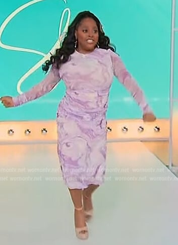Sherri's pink marble ruched dress on Sherri