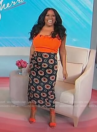 Sherri's printed skirt on Sherri