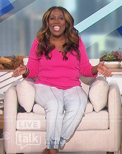 Sheryl's denim joggers on The Talk