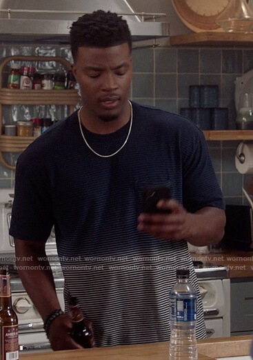 Spencer's blue stripe tee on All American