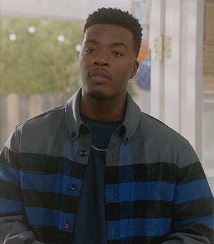 Spencer's gray striped shirt on All American