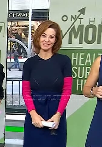 Stephanie's navy and pink colorblock sweater on Today