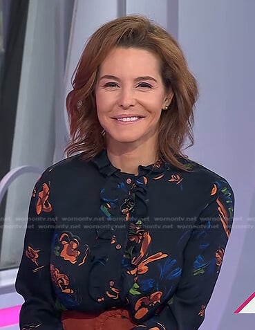 Stephanie Ruhle's black floral shirtdress on Today