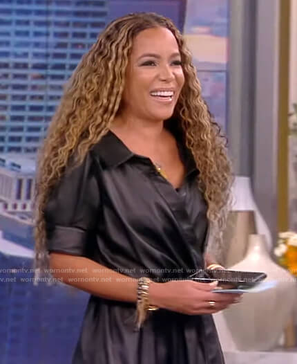 Sunny's black leather wrap dress on The View
