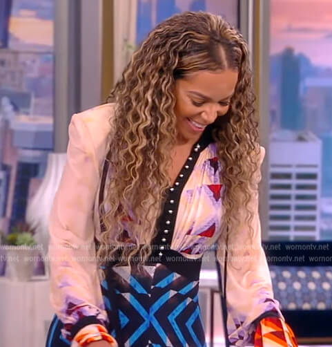 Sunny's geometric print shirtdress on The View