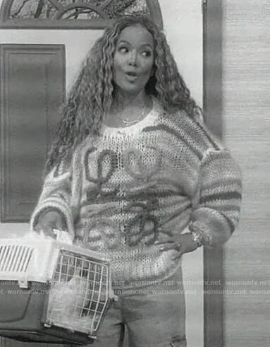 Sunny's striped embroidered sweater on The View