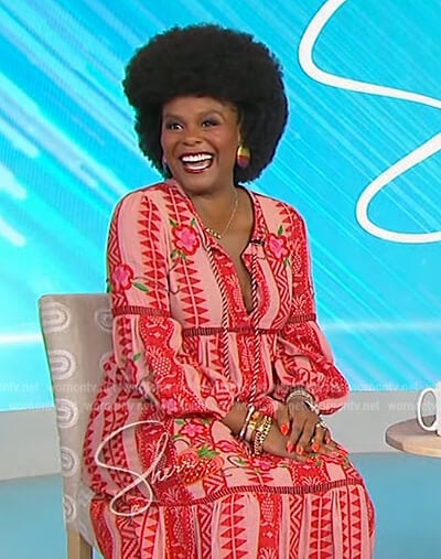 Tabitha Brown's pink floral embroidered dress on Sherri