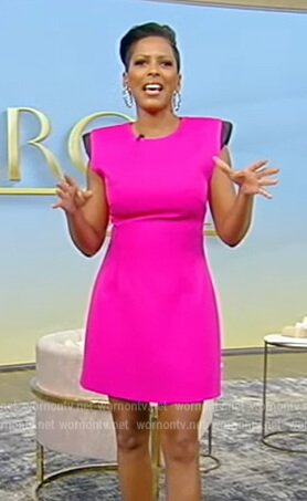 Tamron's pink mini dress on Tamron Hall Show
