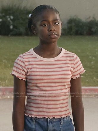 Young Athena's pink striped tee on 9-1-1