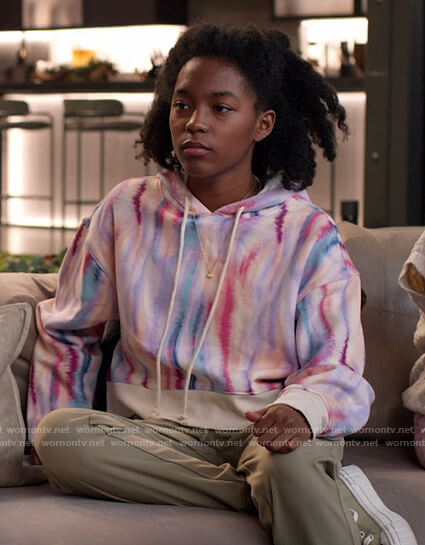 Pink tie dye cropped hoodie on Home Economics