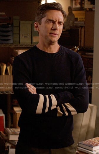 Tom's navy striped sweater on Home Economics