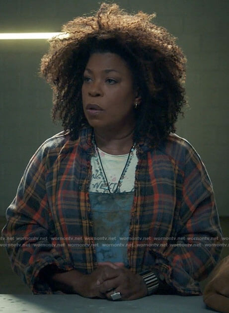 Vi's plaid over shirt on The Equalizer