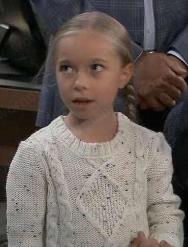 Violet's white cable knit sweater on General Hospital