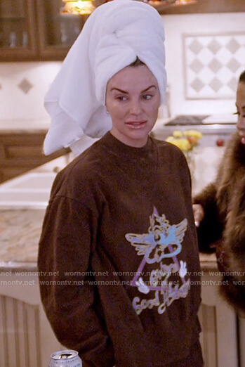 Whitney's brown printed sweashirt on The Real Housewives of Salt Lake City