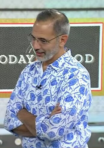 Yotam Ottolenghi's white and blue floral shirt on Today