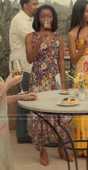 Zora's floral pleated dress on From Scratch