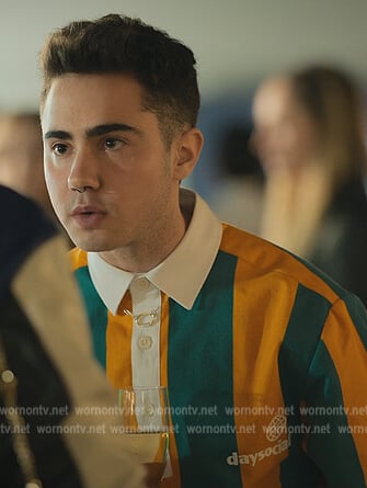 Nico's rubgy stripe shirt on Elite