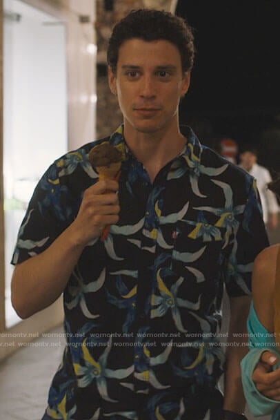 Albie's black floral shirt on The White Lotus