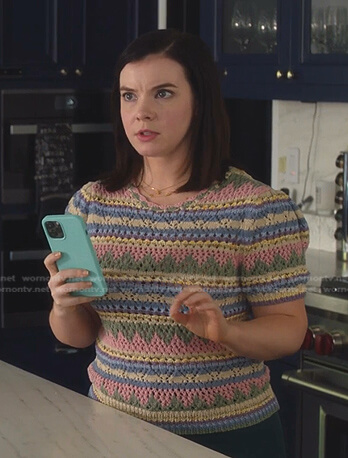 Alexis's crochet puff sleeve sweater on 9-1-1