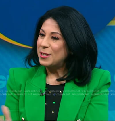 Alexis Christoforous's green blazer on Good Morning America