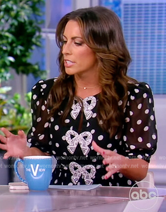Alyssa's black bow embellished polka dot dress on The View