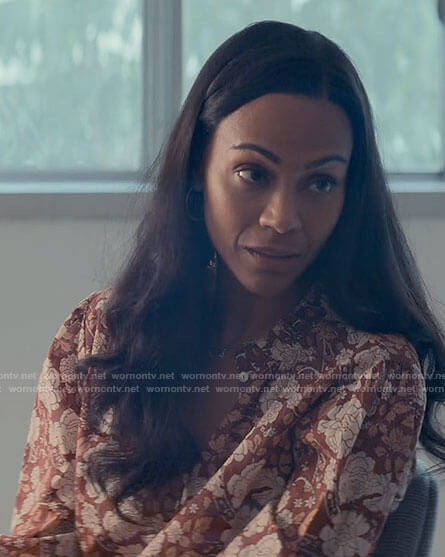 Amy's brown floral top on From Scratch
