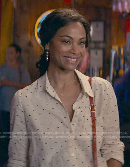 Amy's white dot embroidered shirt on From Scratch