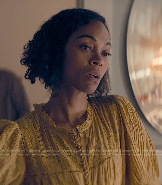 Amy's yellow lace dress on From Scratch