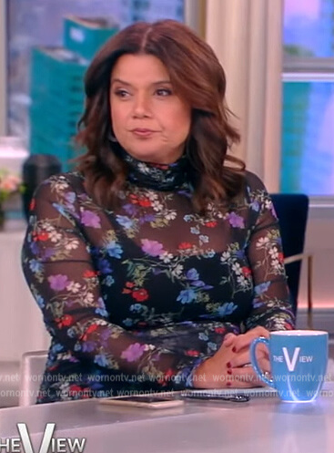 Ana's black floral ruched dress on The View