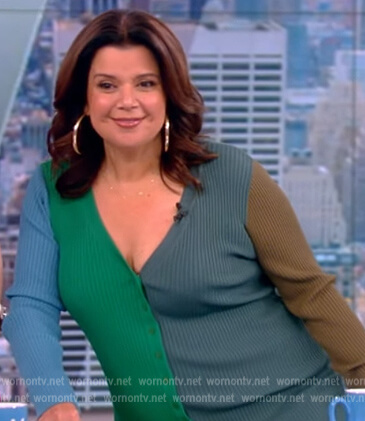 Ana's green colorblock ribbed dress on The View