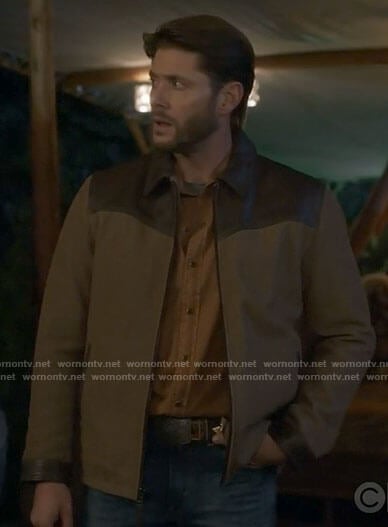 Beau's beige leather panel jacket on Big Sky