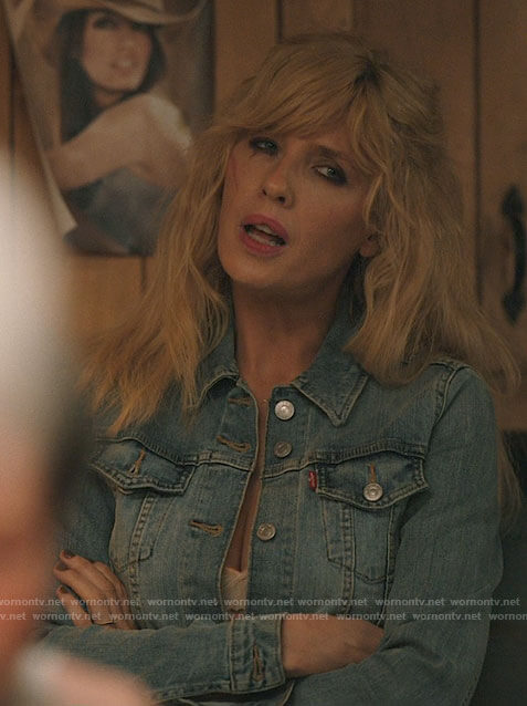 Beth's denim jacket and bag on Yellowstone