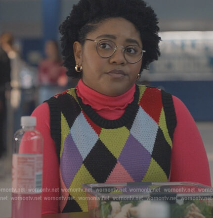 Beth's diamond knit vest on Stargirl