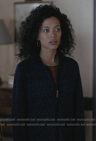 Blue printed cardigan on Manifest