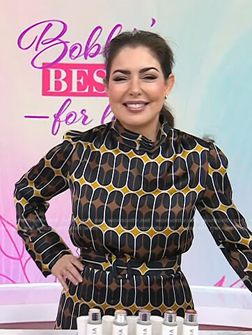Bobbie's black geometric print dress on Today