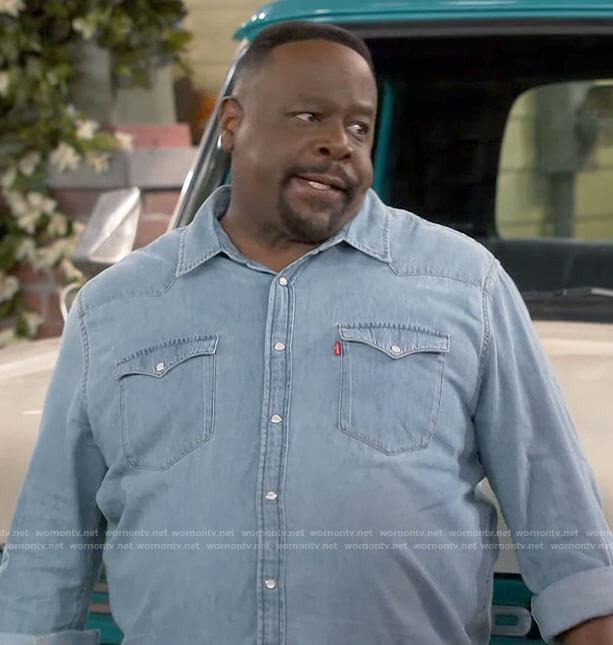 Calvin's denim shirt on The Neighborhood