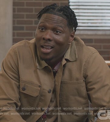Cam's khaki denim jacket on All American Homecoming