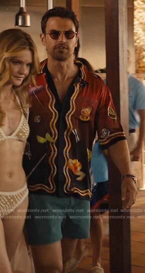 Cameron's red printed shirt on The White Lotus