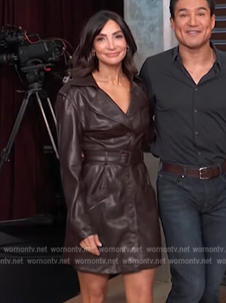 Courtney Mazza Lopez's brown leather wrap dress on Access Daily