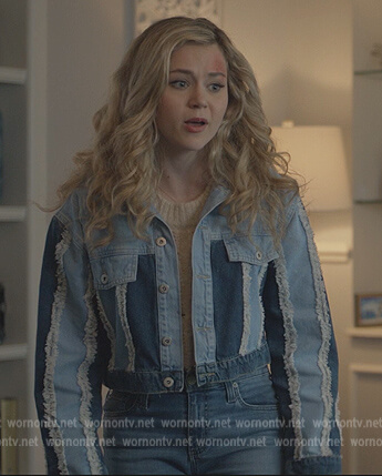 Courtney's denim fringe trim jacket on Stargirl