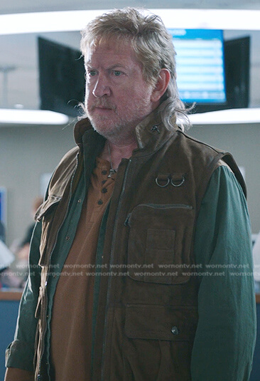 Cricket's brown suede vest on The Resident